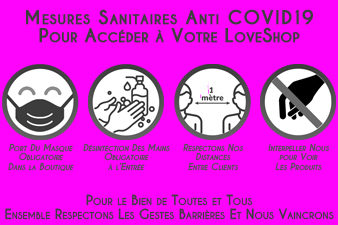 Mesures sanitaires Réouverture LoveShop Tentations Coquines le 28 Novembre 2020